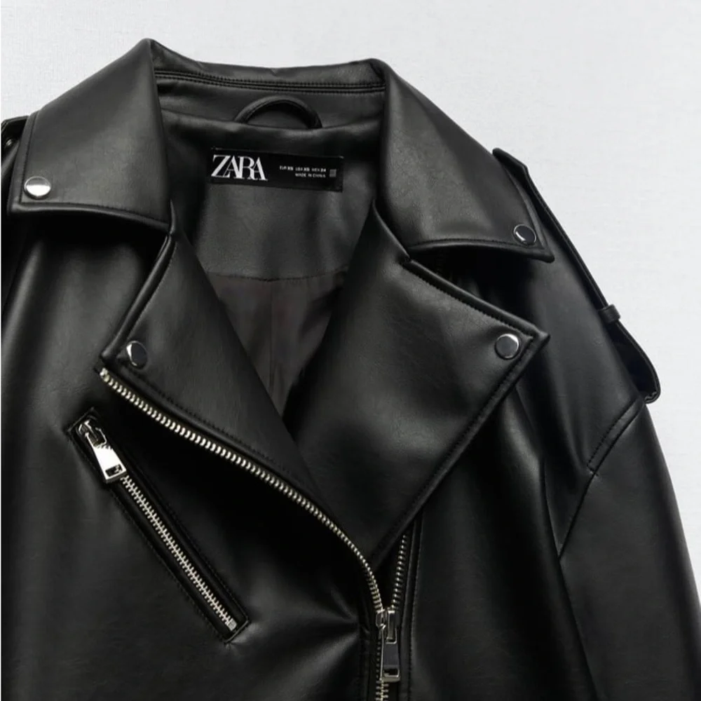 Oversized Faux Leather Biker Jacket - Picture 4 of 4